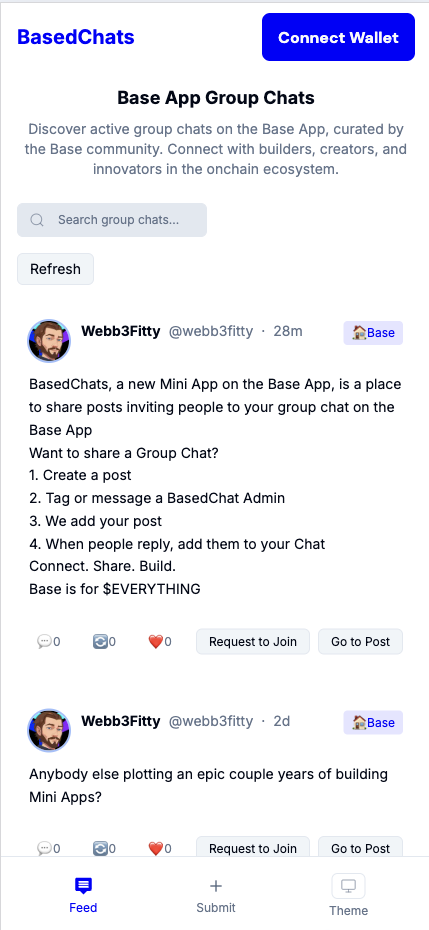 BasedChats - Farcaster Mini Apps screenshot